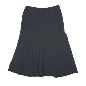 Kim Rogers Signature Skirt Women 12 Black Chevron Pinstripe A-Line Midi Flare